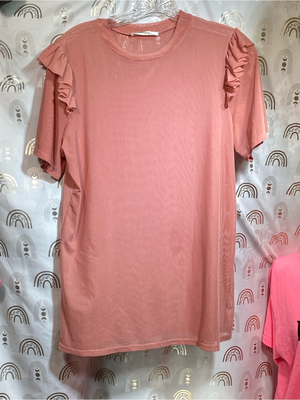 gaze Dusty Rose Ruffle Sleeve Top